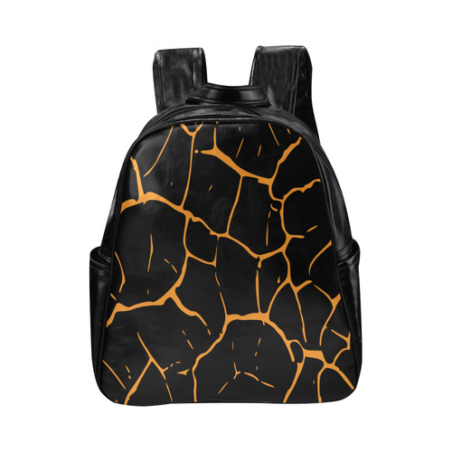 Animal Skin (Black) Multi-Pockets Backpack (Model 1636)