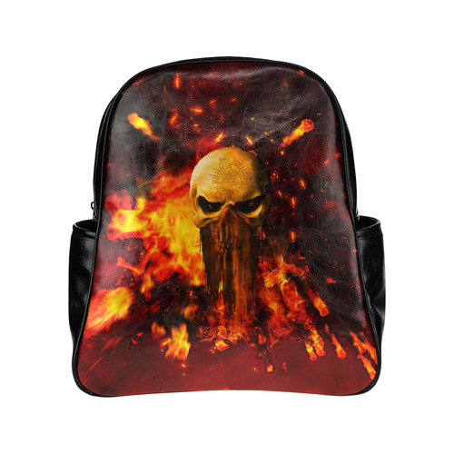 Amazing skull with fire Multi-Pockets Backpack (Model 1636)