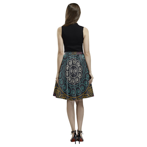 simply circular design mandala Melete Pleated Midi Skirt (Model D15)