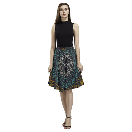 simply circular design mandala Melete Pleated Midi Skirt (Model D15)