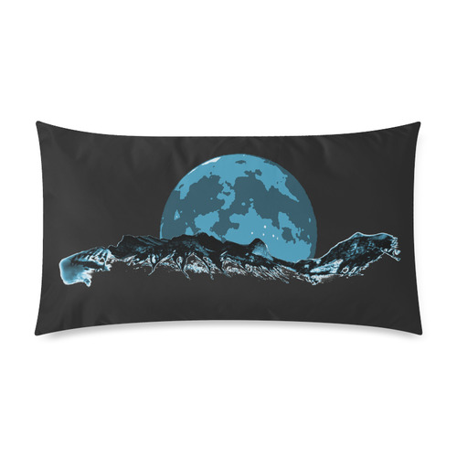 Big Moon Mountain Blue Rectangle Pillow Case 20"x36"(Twin Sides)