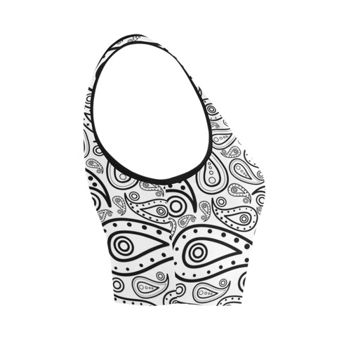 black and white paisley Women's Crop Top (Model T42)