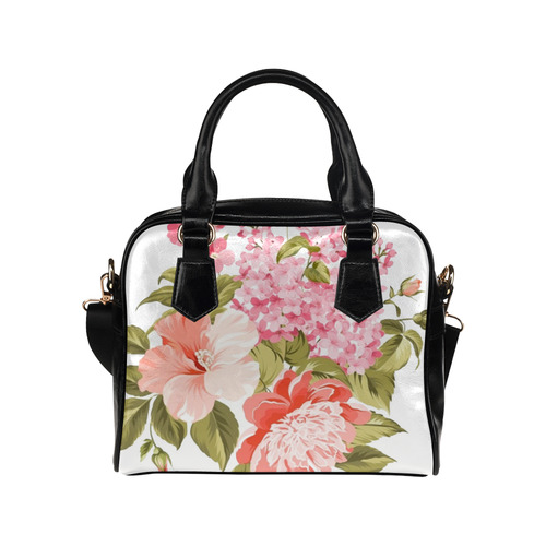 Beautiful Pink Floral Hibiscus Flowers Shoulder Handbag (Model 1634)