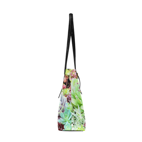 Red Green Pink Floral Succulents Euramerican Tote Bag/Large (Model 1656)