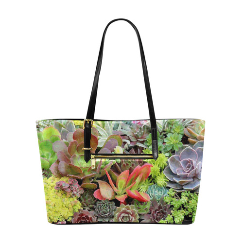 Red Green Blue Floral Succulents Euramerican Tote Bag/Large (Model 1656)