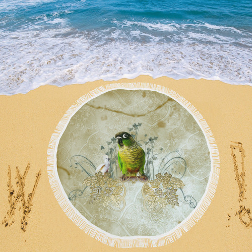 Sweet parrot with floral elements Circular Beach Shawl 59"x 59"