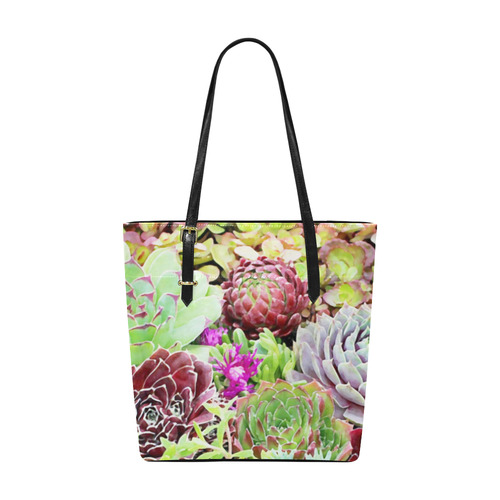 Red Green Pink Floral Succulents Euramerican Tote Bag/Small (Model 1655)