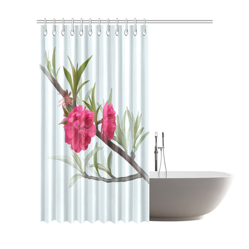 Peach blossom, floral watercolor Shower Curtain 72"x84"
