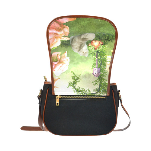 Cute cat in a garden Saddle Bag/Small (Model 1649)(Flap Customization)