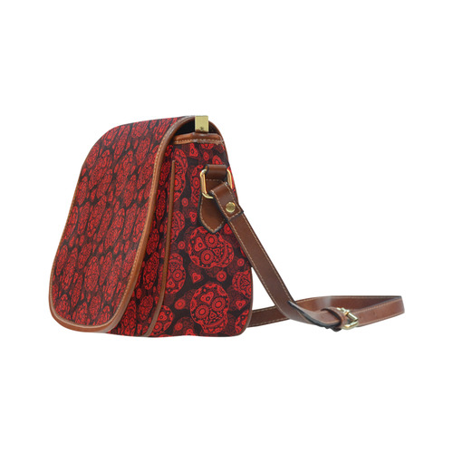 Sugar Skull Pattern - Red Saddle Bag/Small (Model 1649) Full Customization