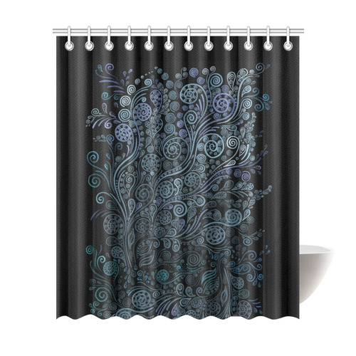 3D ornaments, psychedelic blue Shower Curtain 72"x84"