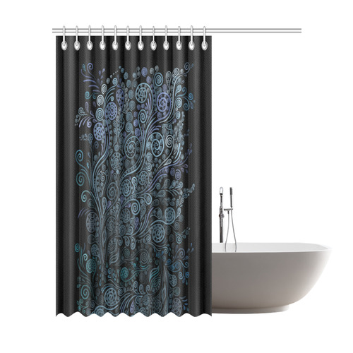 3D ornaments, psychedelic blue Shower Curtain 72"x84"