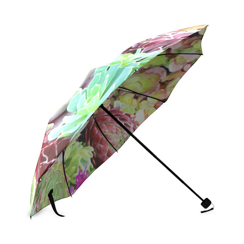 Green Pink Red  Floral Succulents Foldable Umbrella (Model U01)