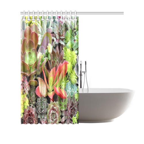Red Green Blue Floral Succulents Shower Curtain 69"x70"