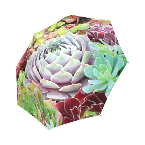 Green Pink Red  Floral Succulents Foldable Umbrella (Model U01)