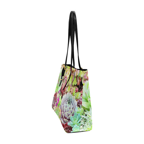 Red Green Pink Floral Succulents Euramerican Tote Bag/Large (Model 1656)