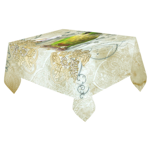 Sweet parrot with floral elements Cotton Linen Tablecloth 52"x 70"