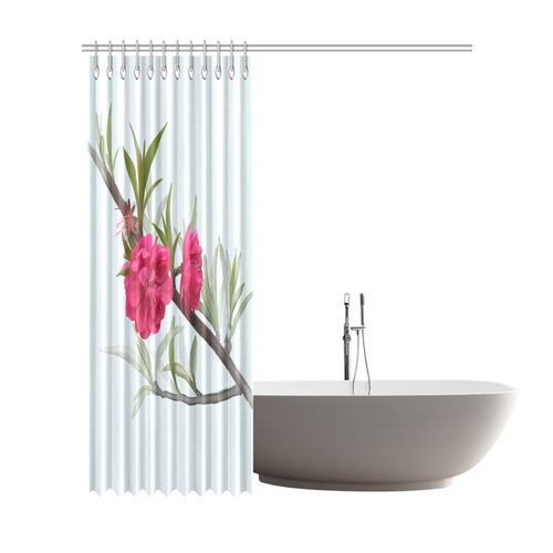 Peach blossom, floral watercolor Shower Curtain 72"x84"