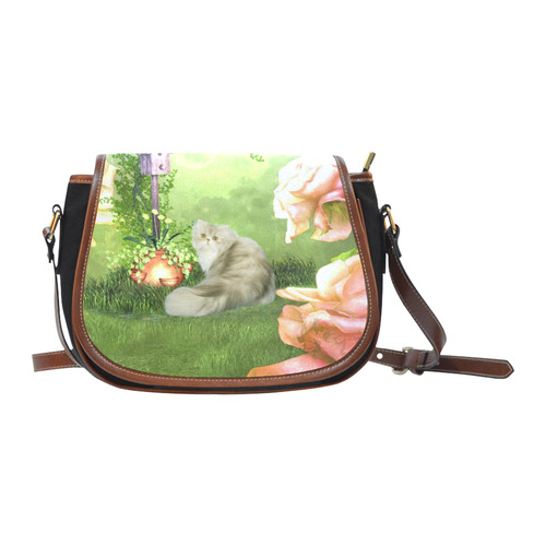 Cute cat in a garden Saddle Bag/Small (Model 1649)(Flap Customization)