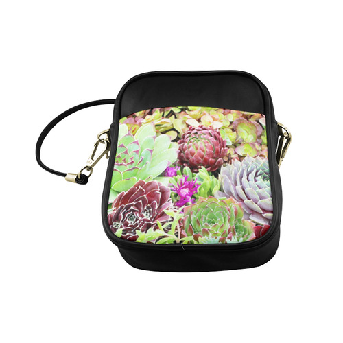 Red Green Pink Floral Succulents Sling Bag (Model 1627)