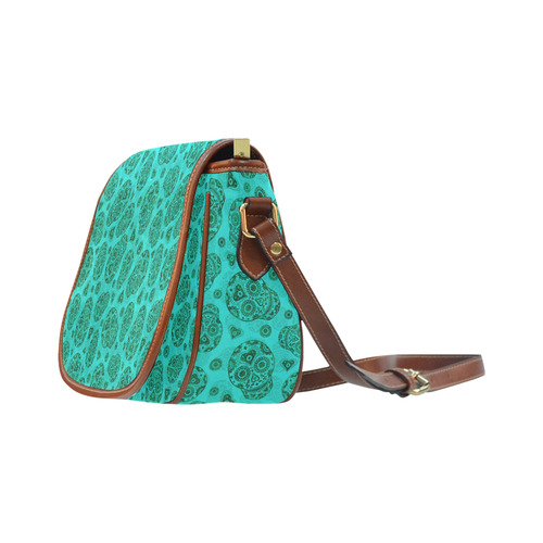 Sugar Skull Pattern - Teal Saddle Bag/Small (Model 1649) Full Customization