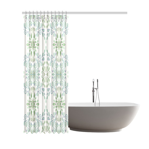 Blue and Green watercolor pattern Shower Curtain 72"x84"