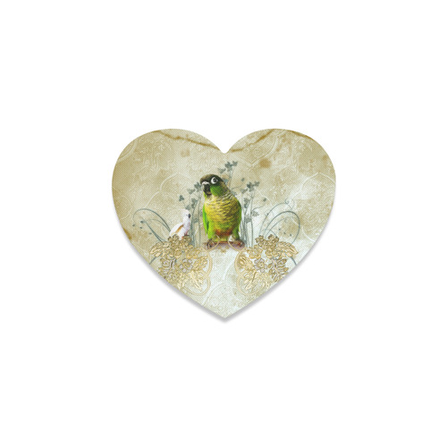 Sweet parrot with floral elements Heart Coaster