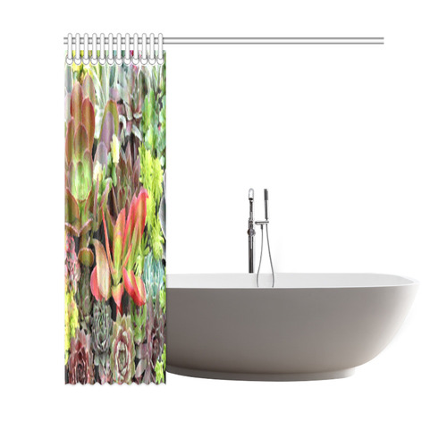 Red Green Blue Floral Succulents Shower Curtain 69"x70"