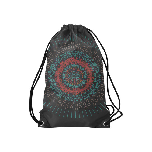 red with green mandala circular Small Drawstring Bag Model 1604 (Twin Sides) 11"(W) * 17.7"(H)