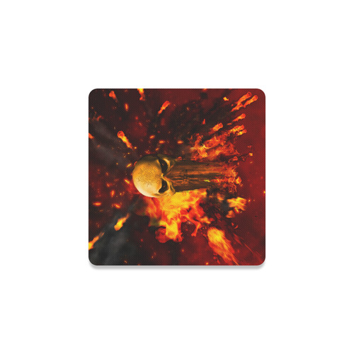 Amazing skull with fire Square Coaster