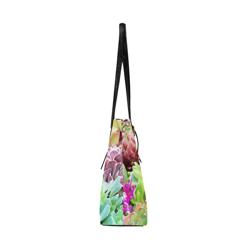 Green Pink Red  Floral Succulents Euramerican Tote Bag/Large (Model 1656)