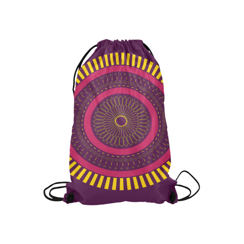 red zen mandala circle Small Drawstring Bag Model 1604 (Twin Sides) 11"(W) * 17.7"(H)