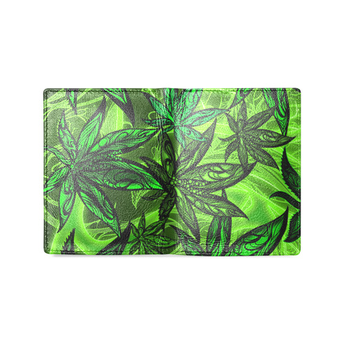 Marijuna 420 Weed leaf thc Dank Bud Pot Men's Leather Wallet (Model 1612)