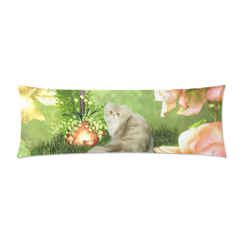 Cute cat in a garden Custom Zippered Pillow Case 21"x60"(Two Sides)
