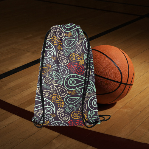 colorful paisley Small Drawstring Bag Model 1604 (Twin Sides) 11"(W) * 17.7"(H)