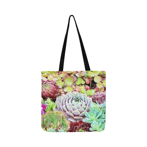 Green Pink Red  Floral Succulents Reusable Shopping Bag Model 1660 (Two sides)