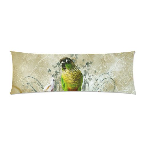 Sweet parrot with floral elements Custom Zippered Pillow Case 21"x60"(Two Sides)