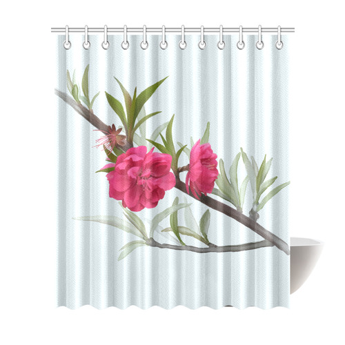 Peach blossom, floral watercolor Shower Curtain 72"x84"
