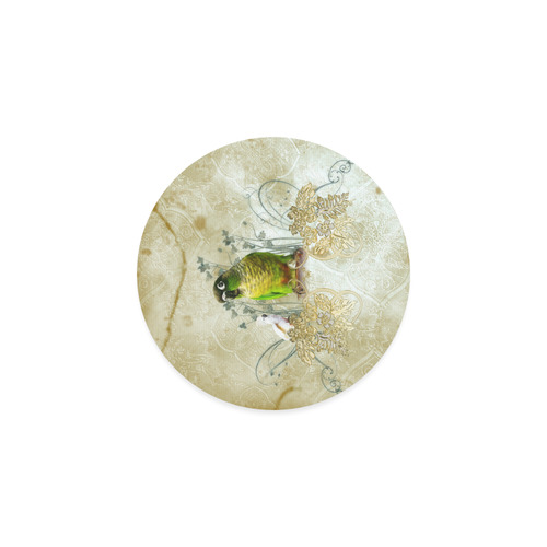 Sweet parrot with floral elements Round Coaster