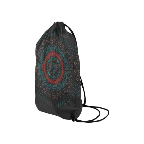 red with green mandala circular Small Drawstring Bag Model 1604 (Twin Sides) 11"(W) * 17.7"(H)