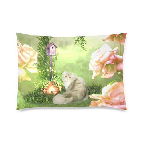 Cute cat in a garden Custom Zippered Pillow Case 20"x30" (one side)
