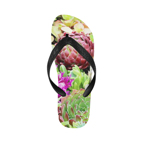 Red Green Pink Floral Succulents Flip Flops for Men/Women (Model 040)