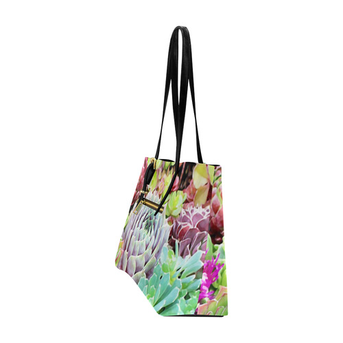 Green Pink Red  Floral Succulents Euramerican Tote Bag/Large (Model 1656)