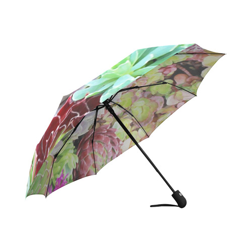 Green Pink Red  Floral Succulents Auto-Foldable Umbrella (Model U04)