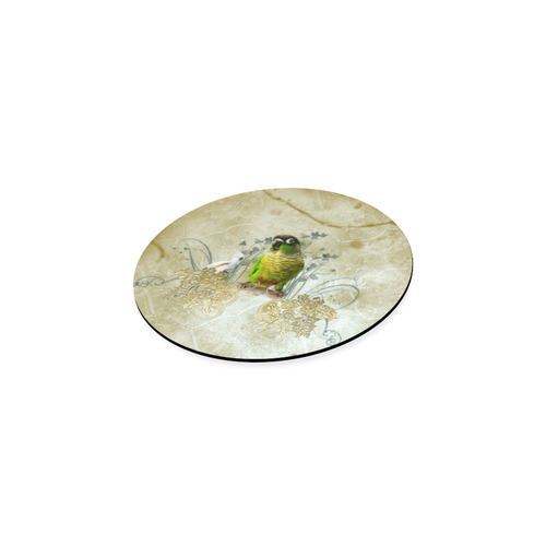 Sweet parrot with floral elements Round Coaster