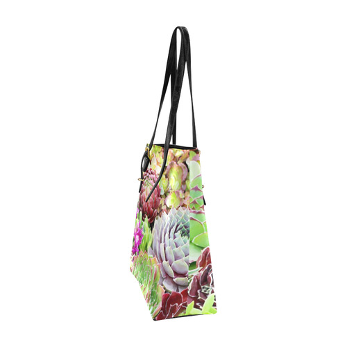 Red Green Pink Floral Succulents Euramerican Tote Bag/Small (Model 1655)