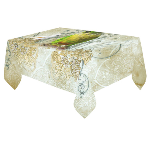 Sweet parrot with floral elements Cotton Linen Tablecloth 60"x 84"