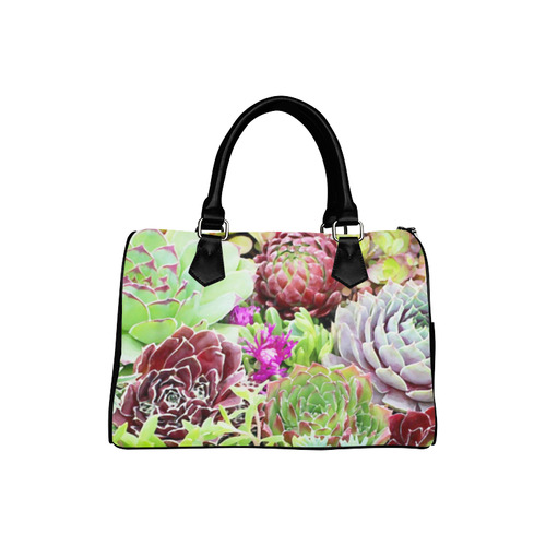 Red Green Pink Floral Succulents Boston Handbag (Model 1621)