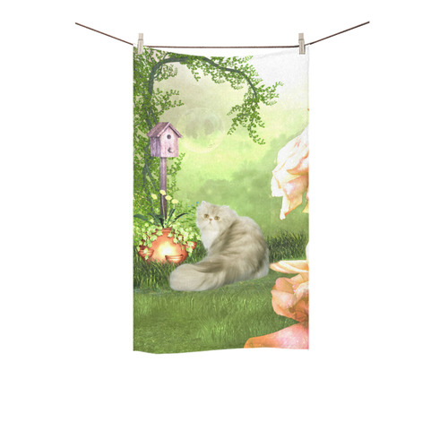 Cute cat in a garden Custom Towel 16"x28"