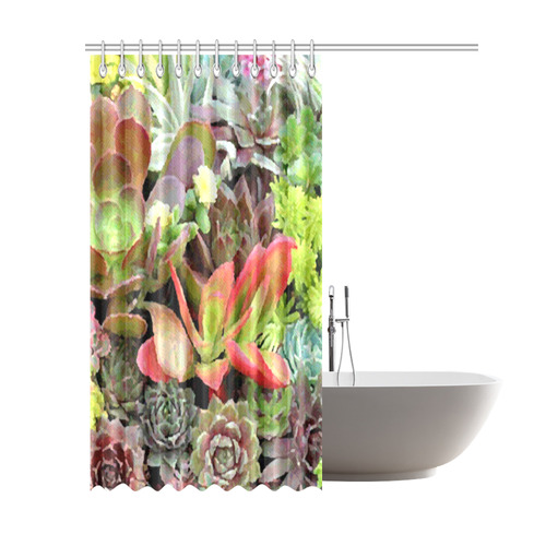 Red Green Blue Floral Succulents Shower Curtain 69"x84"